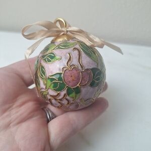 NYCO Vintage CLOISONNÉ Enameled Ornament Floral Round Ball Orb